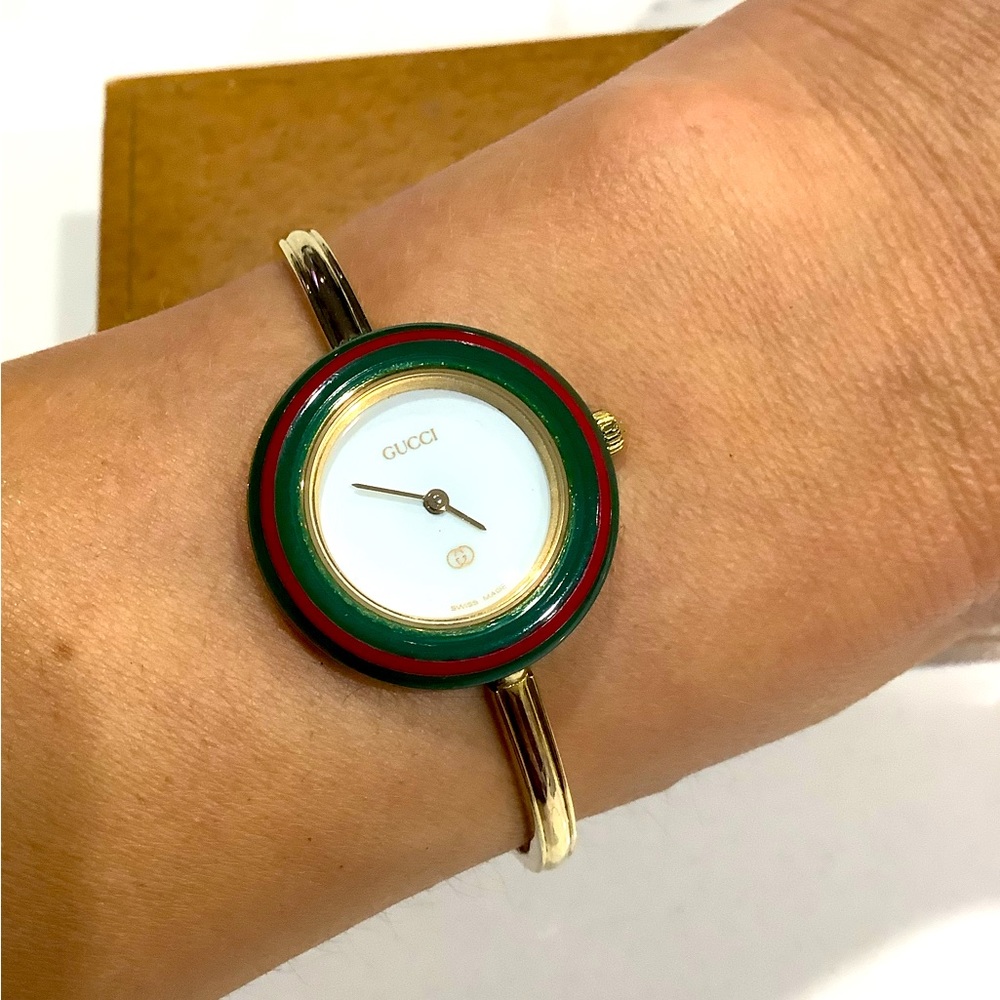 Gucci Green and Red Enamel Bezel